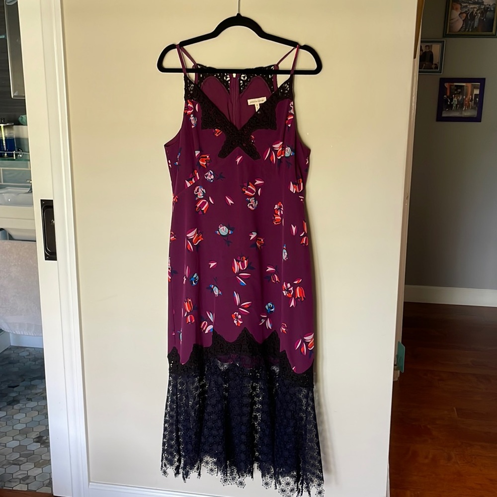 Rebecca Taylor 'Bellflower' Lace Trim Silk Slipdress size 10